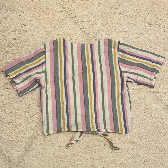 Linen Cotton Crop Top - Tie in the front - Picture 2 of 4